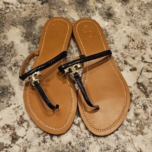 Tory Burch Black and Tan Sandals